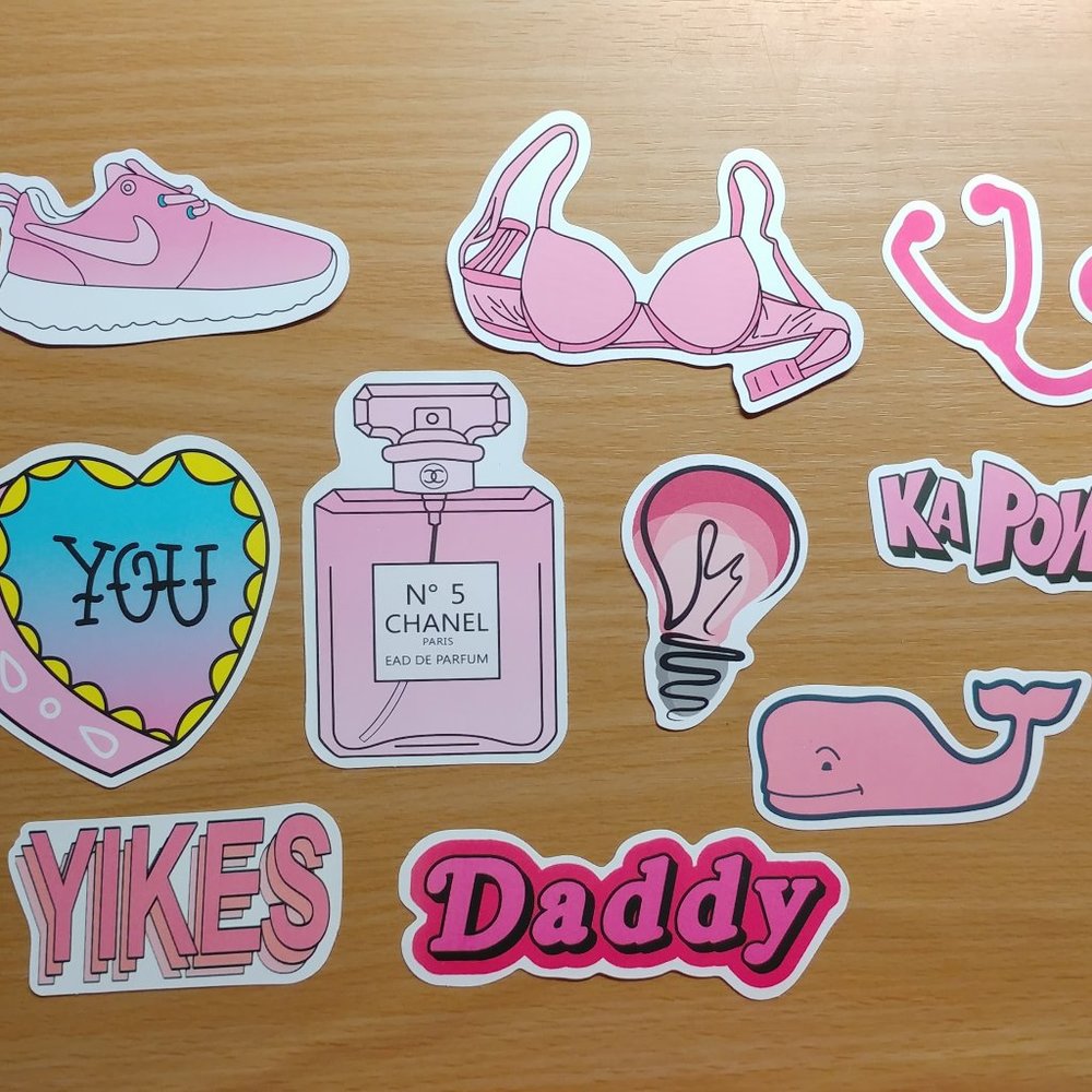 💖5/$25💖  Pink Laptop Stickers Set! 10 Pieces